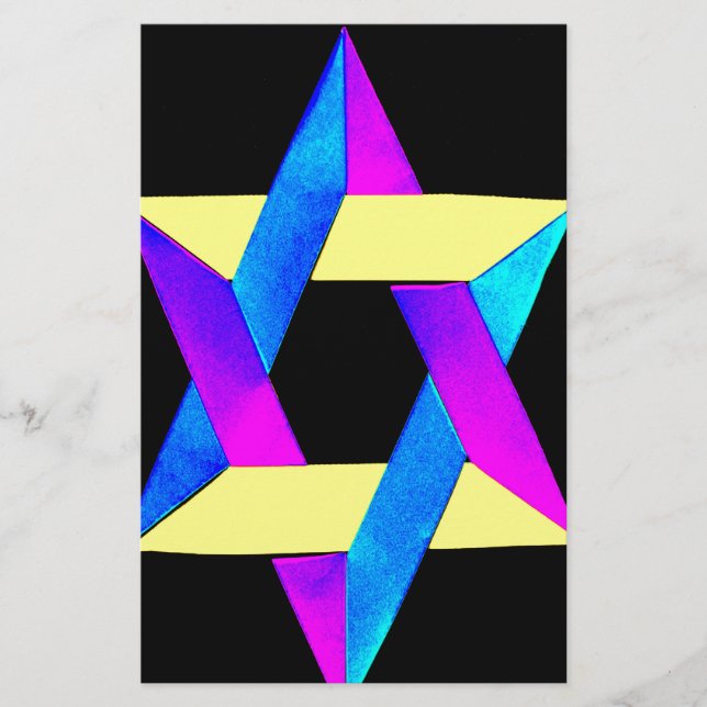Star von David Multicolor Fun Briefpapier (Vorderseite)