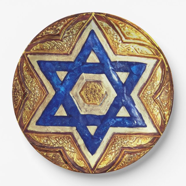 Star von David Paper Tellers, 9" Round Paper Plate Pappteller (Vorderseite)