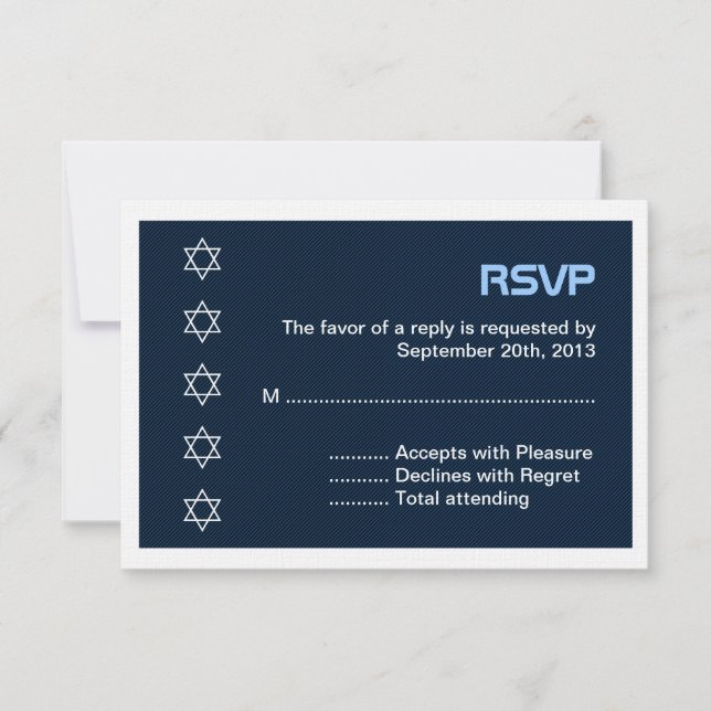Star von David Pattern Bar Mitzvah RSVP Karte (Vorderseite)