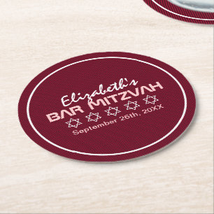 Star von David Pattern Bat Mitzvah Runder Pappuntersetzer