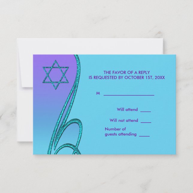Star von David RSVP Cards Lila Aquamarin Karte (Vorderseite)