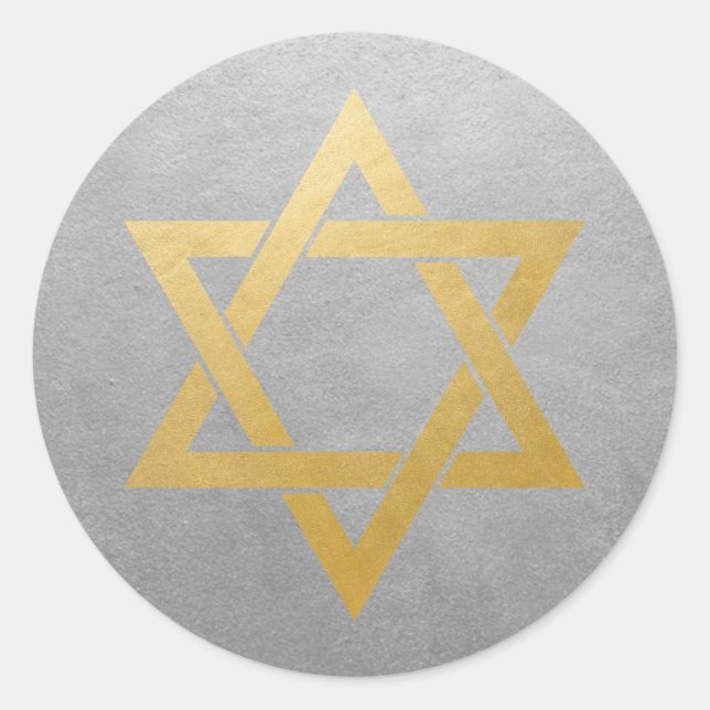 Star von David Silver und Gold Runder Aufkleber (Vorderseite)