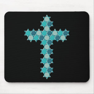 Star von David Star Cross Blue Illusion Mousepad