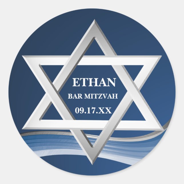 Star von David Steel Wave Bar Mitzvah Runder Aufkleber (Vorderseite)
