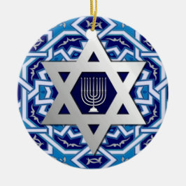 Star von David und Menorah Hanukkah Geschenk Keramik Ornament
