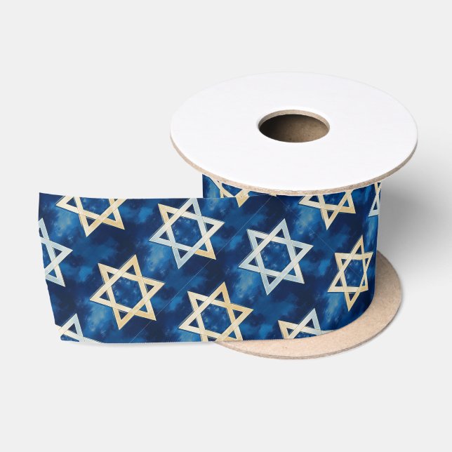 Star von David Watercolor Hanukkah Satinband (Spule)