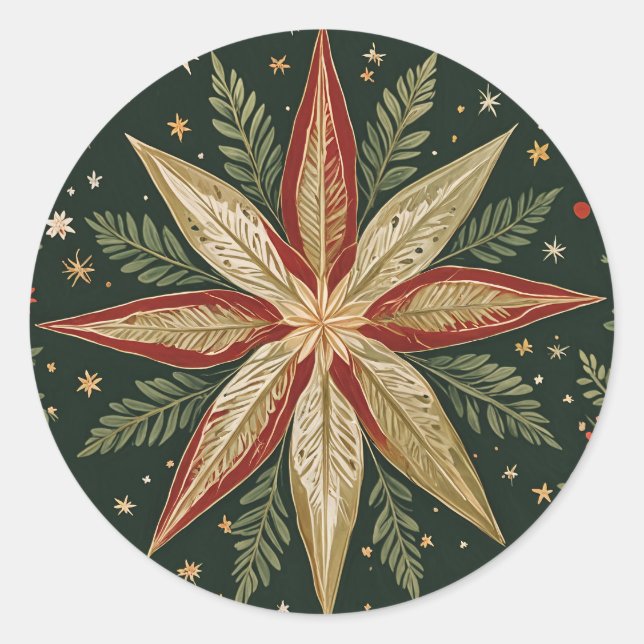 Star von Wonder Floral Runder Aufkleber (Vorderseite)