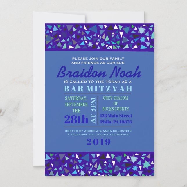 STAR WALL Bar Bat Mitzvah Einladung (Vorderseite)