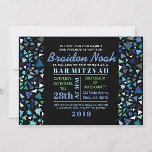 STAR WALL Bar Bat Mitzvah Einladung in Schwarz