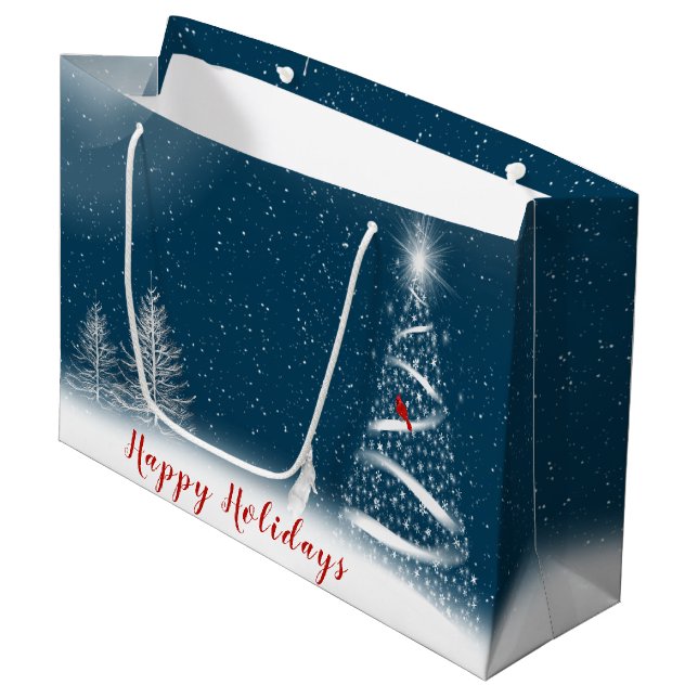 Star Weihnachtsbaum und Bunny Large Geschenktasche Große Geschenktüte (Vorderseite Schrägansicht)