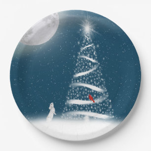 Star Weihnachtsbaum und Mond Pappteller