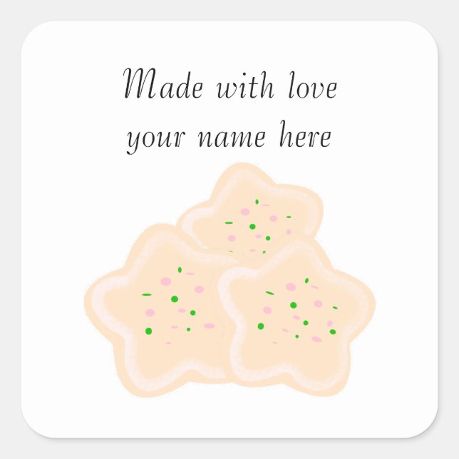 Star Weihnachtskekse Personalisiert Square Sticker (Vorderseite)