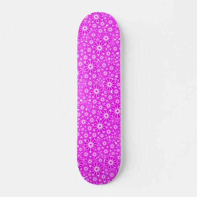 Star Wheel Abstrakt - Magenta auf White Skateboard (Vorne)