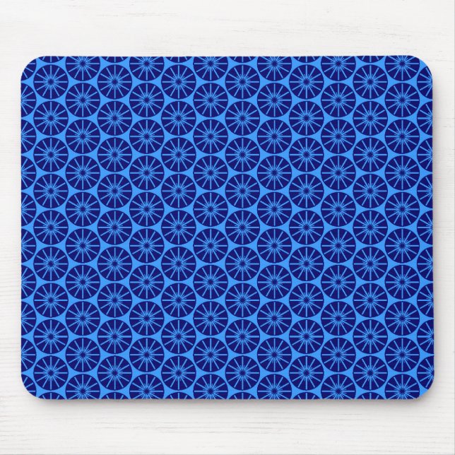 Star Wheel Pattern - Navy Blue auf Blue 3399FF Mousepad (Vorne)