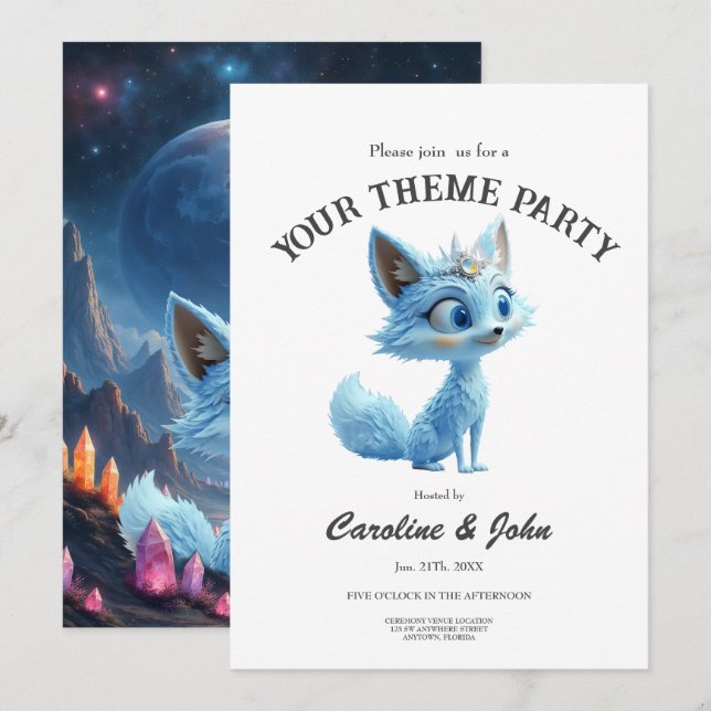 Star Whisper Fox – Keeper of Crystal Light.  Einladung (Vorne/Hinten)