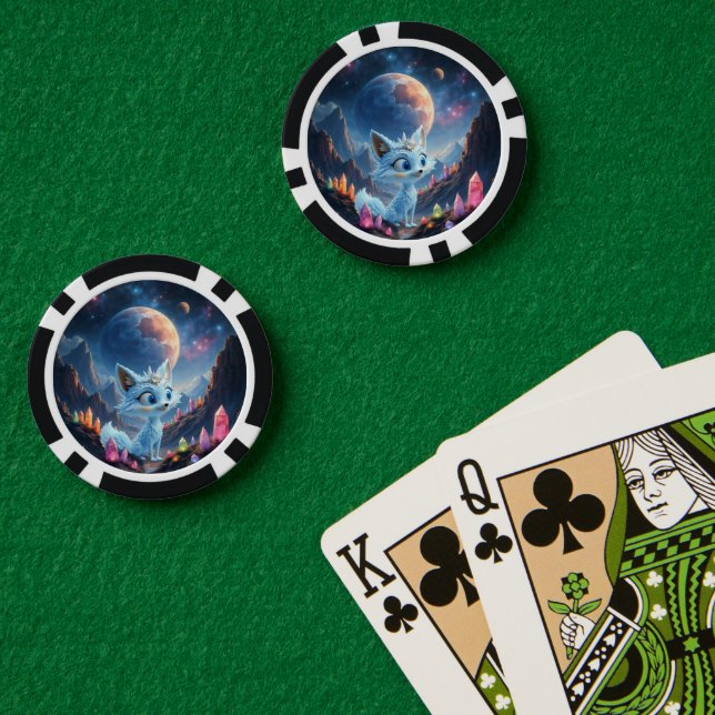 Star Whisper Fox – Keeper of Crystal Light.  Pokerchips (Pokertisch (doppelt))