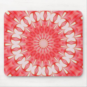 Star White and Red Butterfly Motif Mandala Mousepad