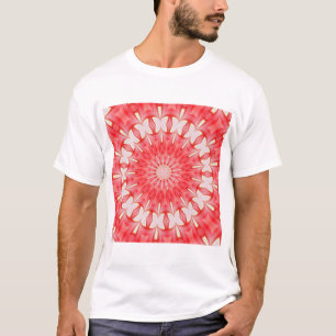 Star White and Red Butterfly Motif Mandala T-Shirt