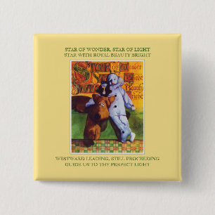 STAR WONDER Square Button + Texte / Gold