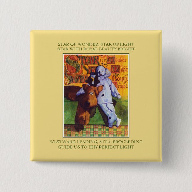 STAR WONDER Square Button + Texte / Gold (Vorderseite)