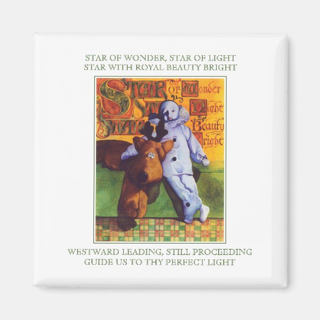 STAR WONDER Square Magnet + Texte (Vorne)