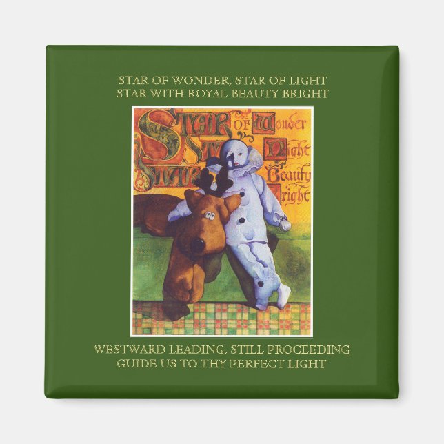 STAR WONDER Square Magnet + Texte / Grün (Vorne)