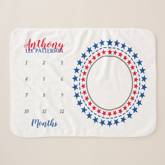 Star Wreath Baby Milestone Foto Sherpa Blanka Sherpadecke (Vorderseite (Horizontal))