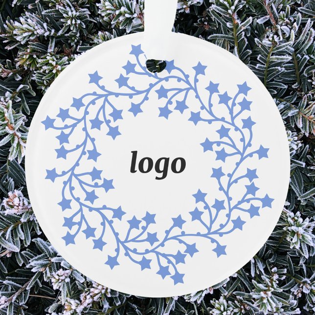 Star Wreath Logo Business (Logo wreath business promotional holiday ornament)