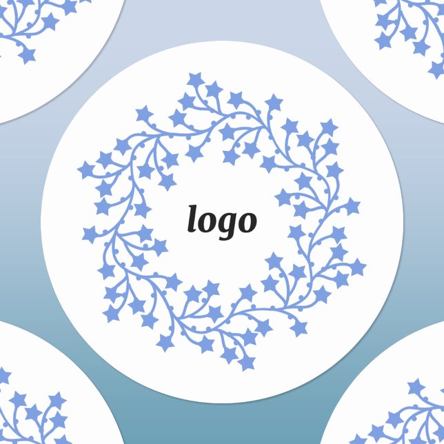 Star Wreath Logos Business Urlaub Runder Aufkleber (Logo wreath business promotional holiday sticker)