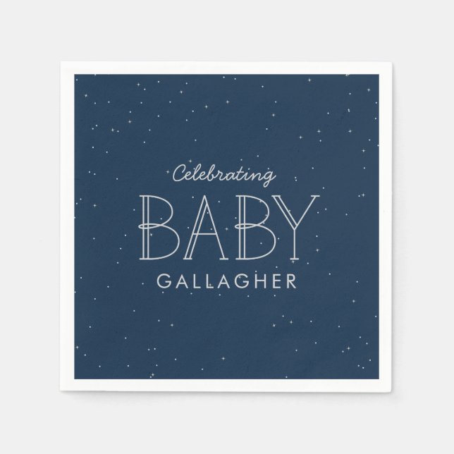 Starbaby Dusche blau personalisiert Serviette (Vorderseite)