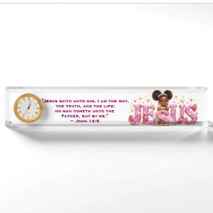StarBerry™ "JESUS" Schriftplatte mit Uhr Namensplakette