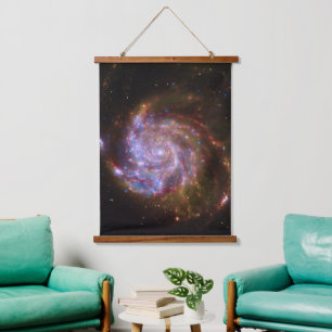 Starbirth im Pinwheel: M101 Galaxy Wandteppich Mit Holzrahmen