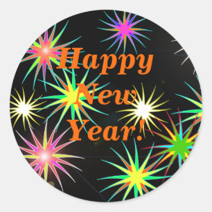 Starblast New Year Black Runder Aufkleber