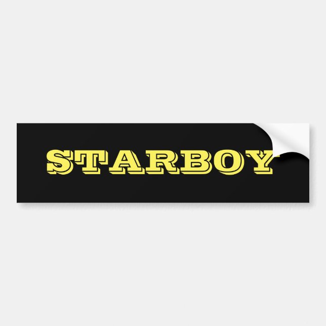 STARBOY kundengerechter Text auf einem schwarzen Autoaufkleber (Vorne)