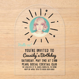 STARBURST | Custom Simple & Chic Photo Birthday Acryleinladungen