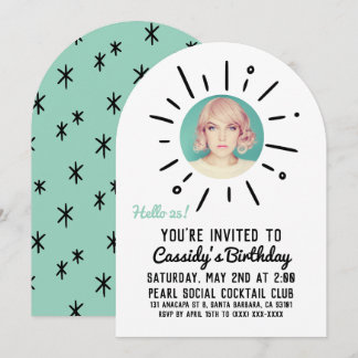 STARBURST | Custom Simple & Chic Photo Birthday Einladung