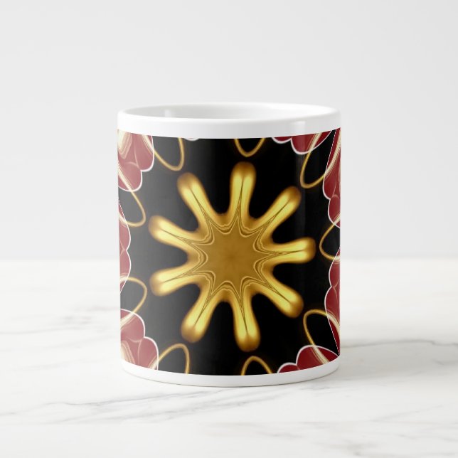 Starburst Jumbo | Tiefes Karminrot & Gold Luxus-Ab Jumbo-Tasse (Vorderseite)