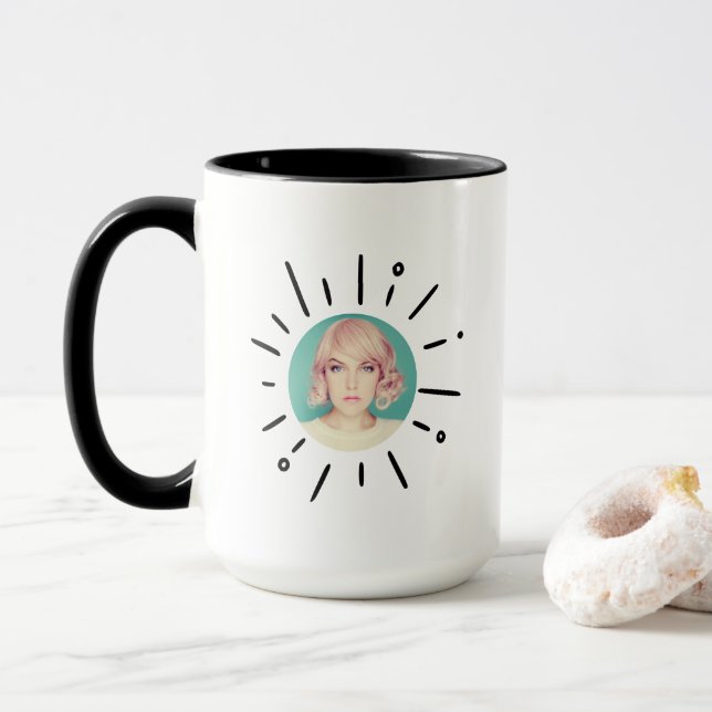 STARBURST |  Simple Fun & Playful Custom Photo Mug Tasse (Mit Donut)