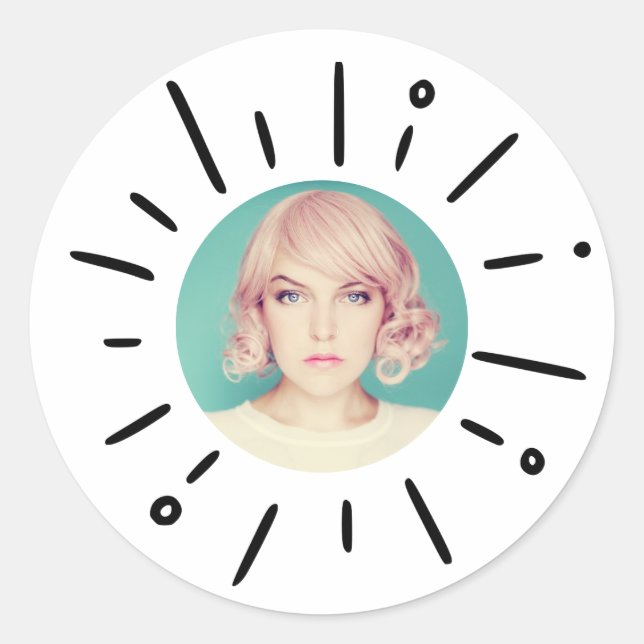 STARBURST | Simple Round Fun Custom Photo Stickers (Vorderseite)