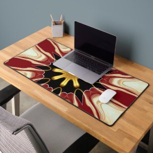 Starburst Tiefroter und goldener Luxus-Arbeitspl Schreibtischunterlage