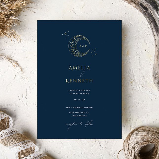 Stardust Monogram Gold Foil Wedding Einladungen (Von Creator hochgeladen)