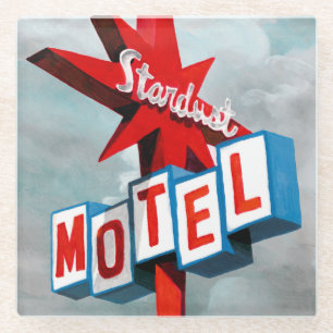 Stardust Motel-Zeichen Glasuntersetzer