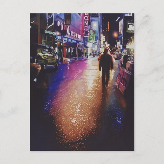 "Stardust" New York Scene Aquarellmalerei Postkarte (Vorderseite)