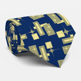 Stardust Retro Geometric Navy Two-sided Krawatte