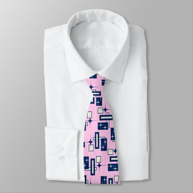 Stardust Retro Geometric Pink Two-sided Krawatte (Gebunden)
