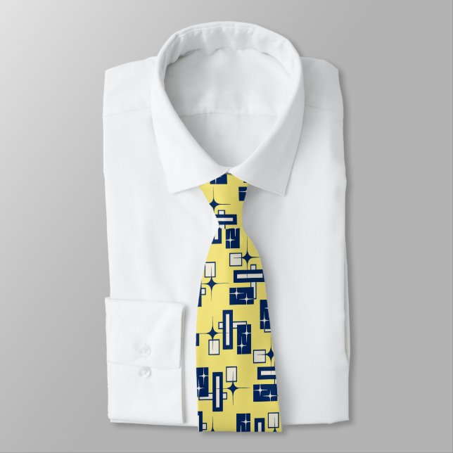 Stardust Retro Geometric Yellow beidseitig Krawatte (Gebunden)
