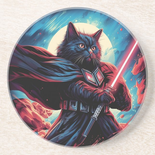 Stardust Samurai | Katzenkrieger Getränkeuntersetzer (Vorne)
