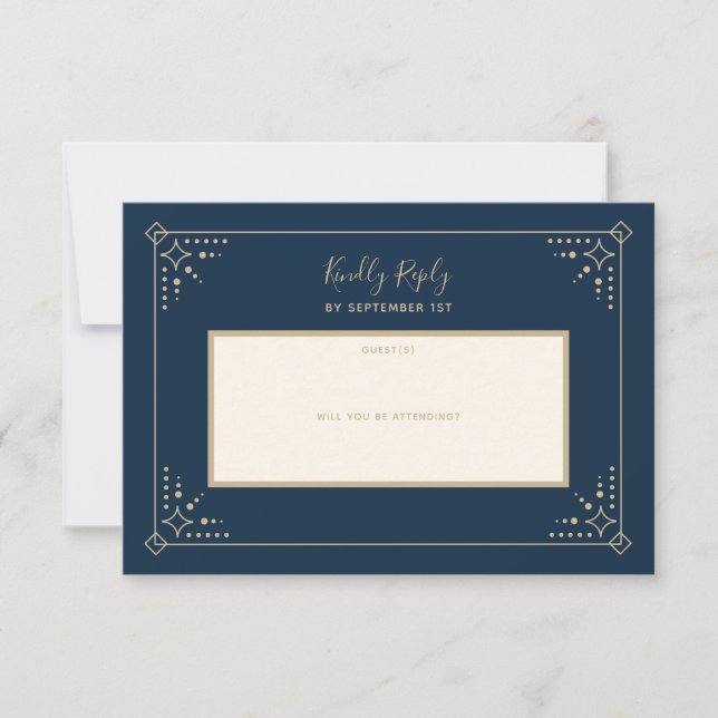 Stardust Wedding RSVP Karte (Vorderseite)