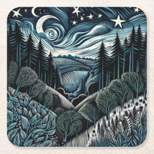 Starfall Rechteckiger Pappuntersetzer