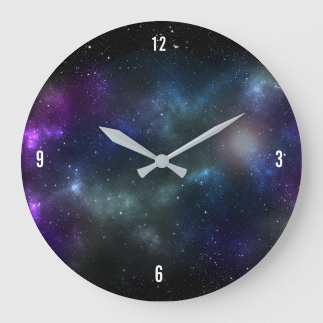 Starfield mit mehrfarbigem kosmischer Staub Große Wanduhr (Vorderseite)